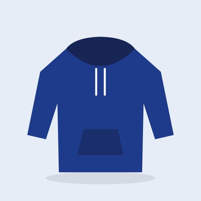 Navy hoodie in the ad